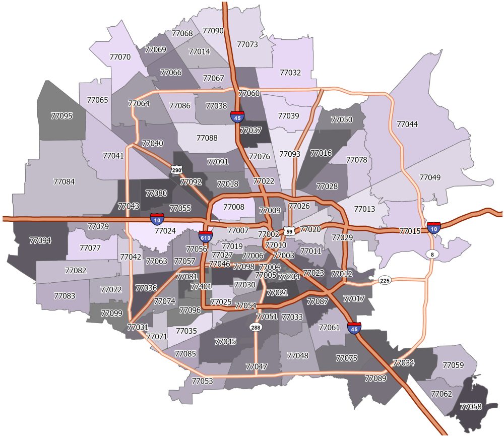 Houston Zip Code Map Gis Geography 6109