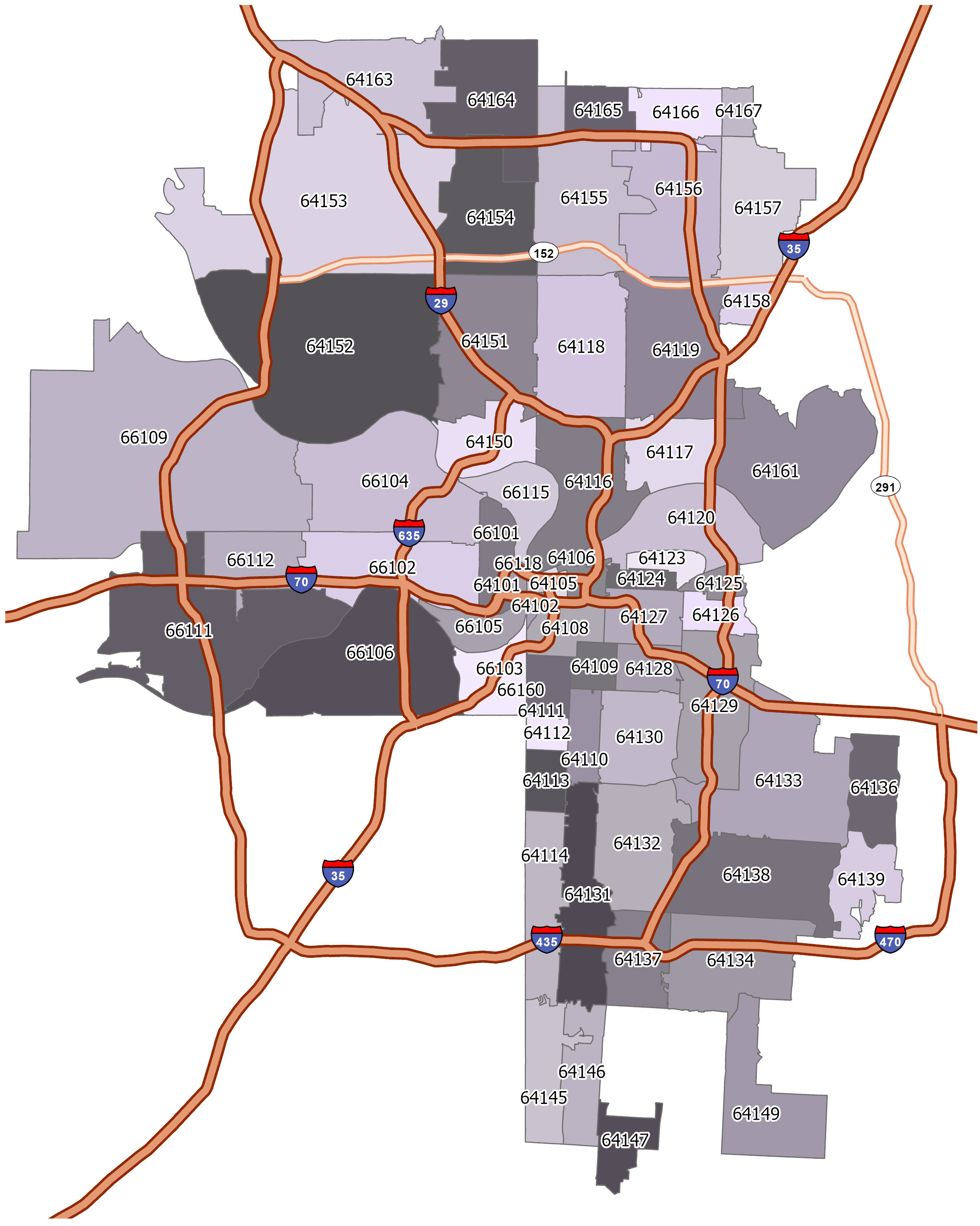 Kansas City Zip Code Map GIS Geography