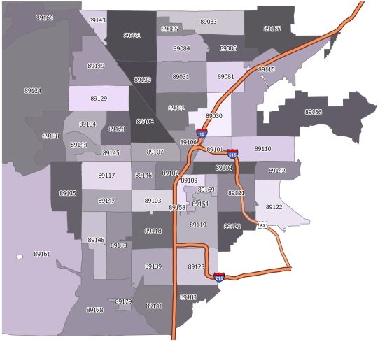 Las Vegas Zip Code Map - GIS Geography