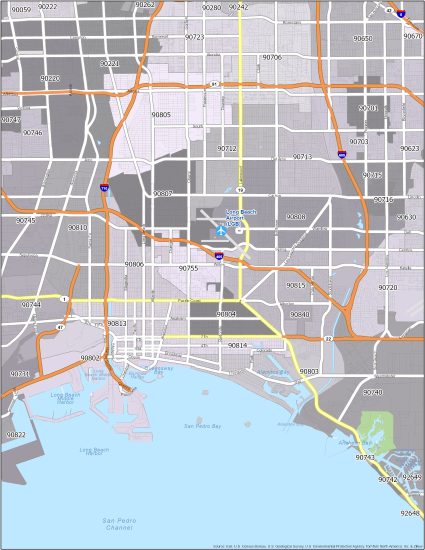 Long Beach Zip Code Map - GIS Geography