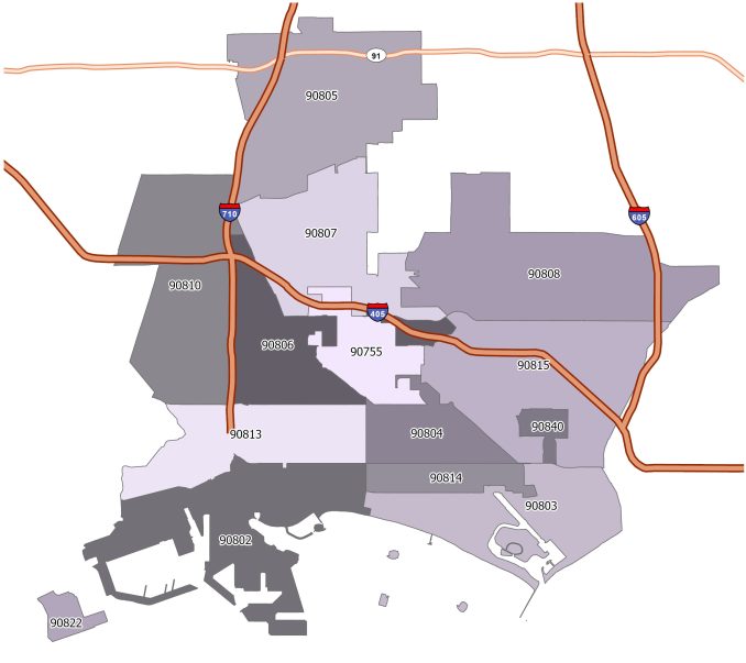 Long Beach Zip Code Map - GIS Geography