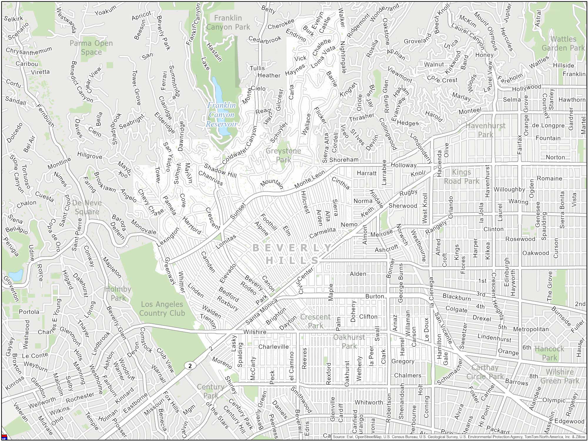 Los Angeles Beverly Hills Map