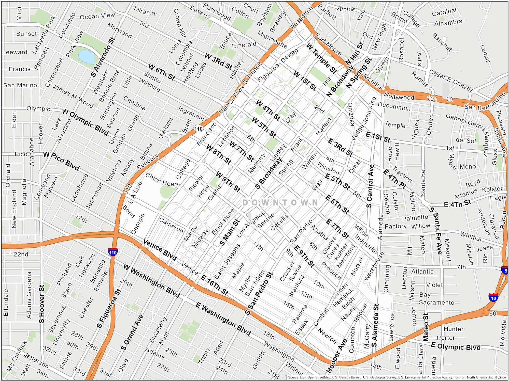 Los Angeles Downtown Map
