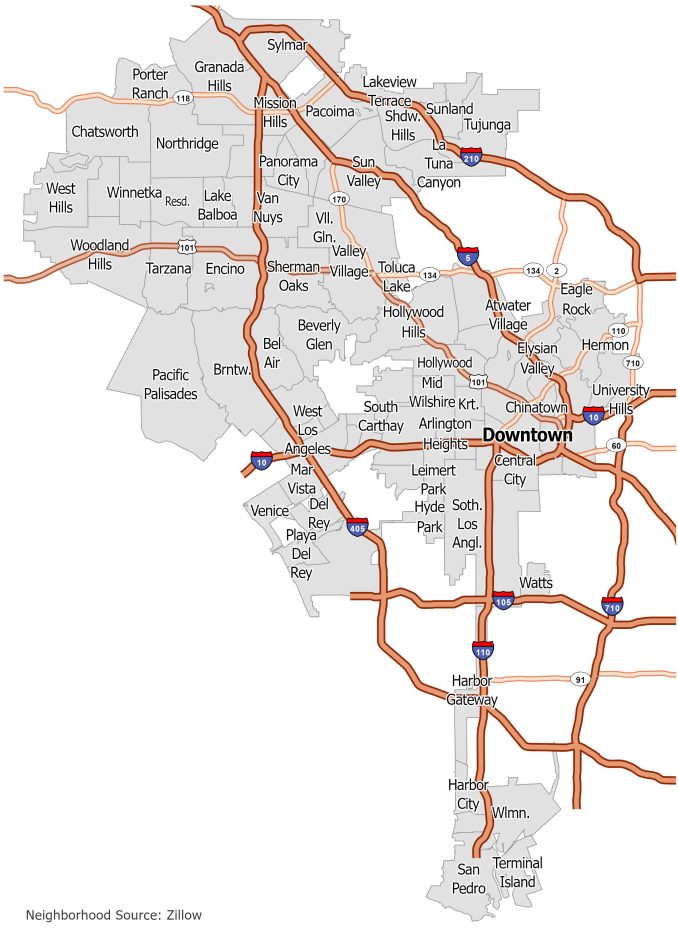map of los angeles county neighborhoods