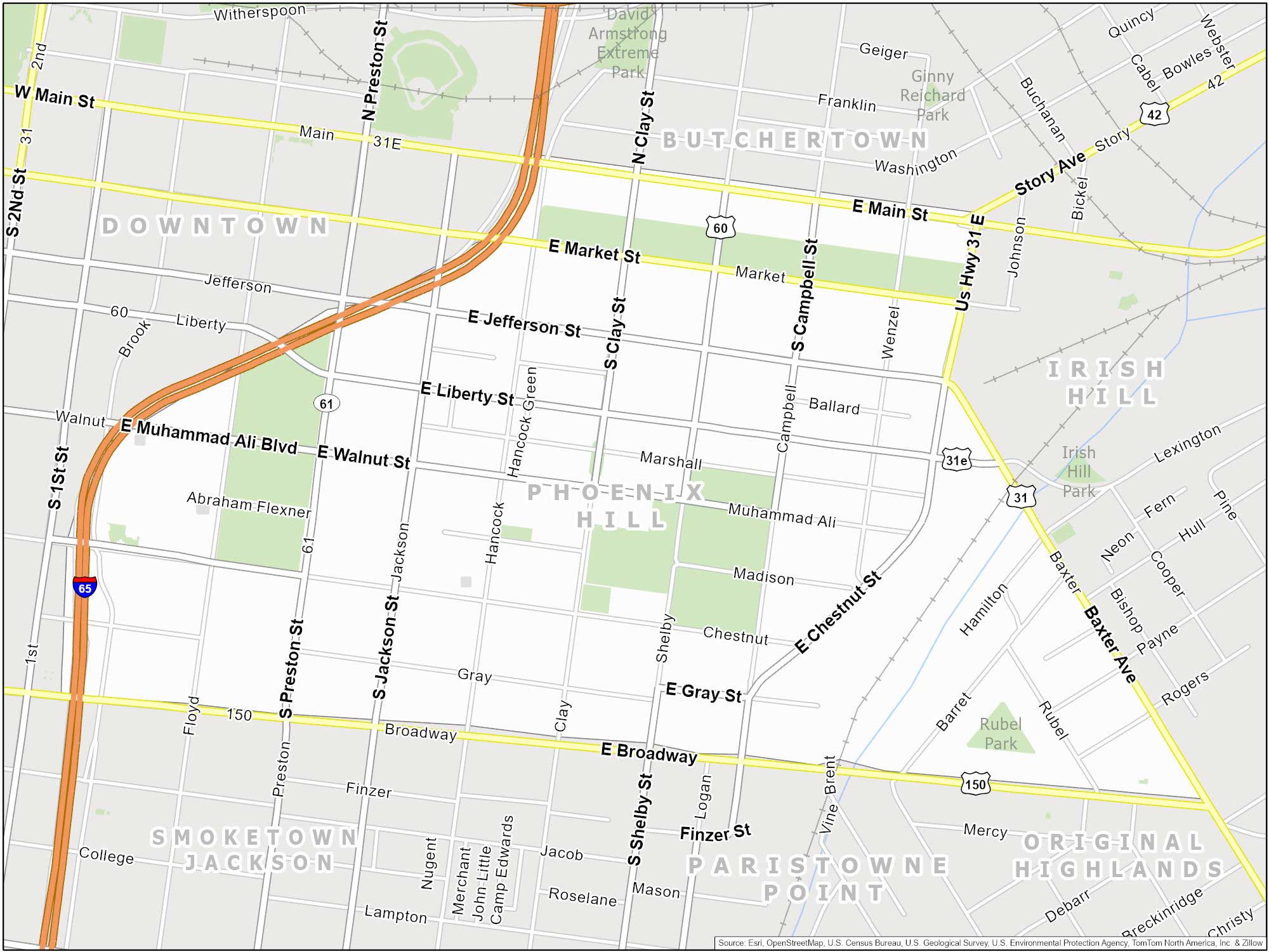 Louisville Phoenix Hill Map