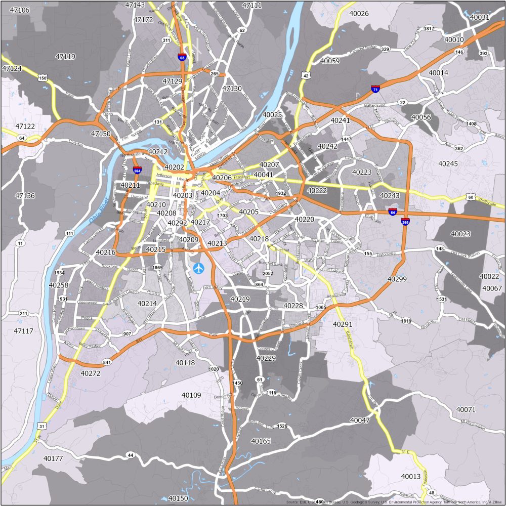 Louisville Zip Code Map