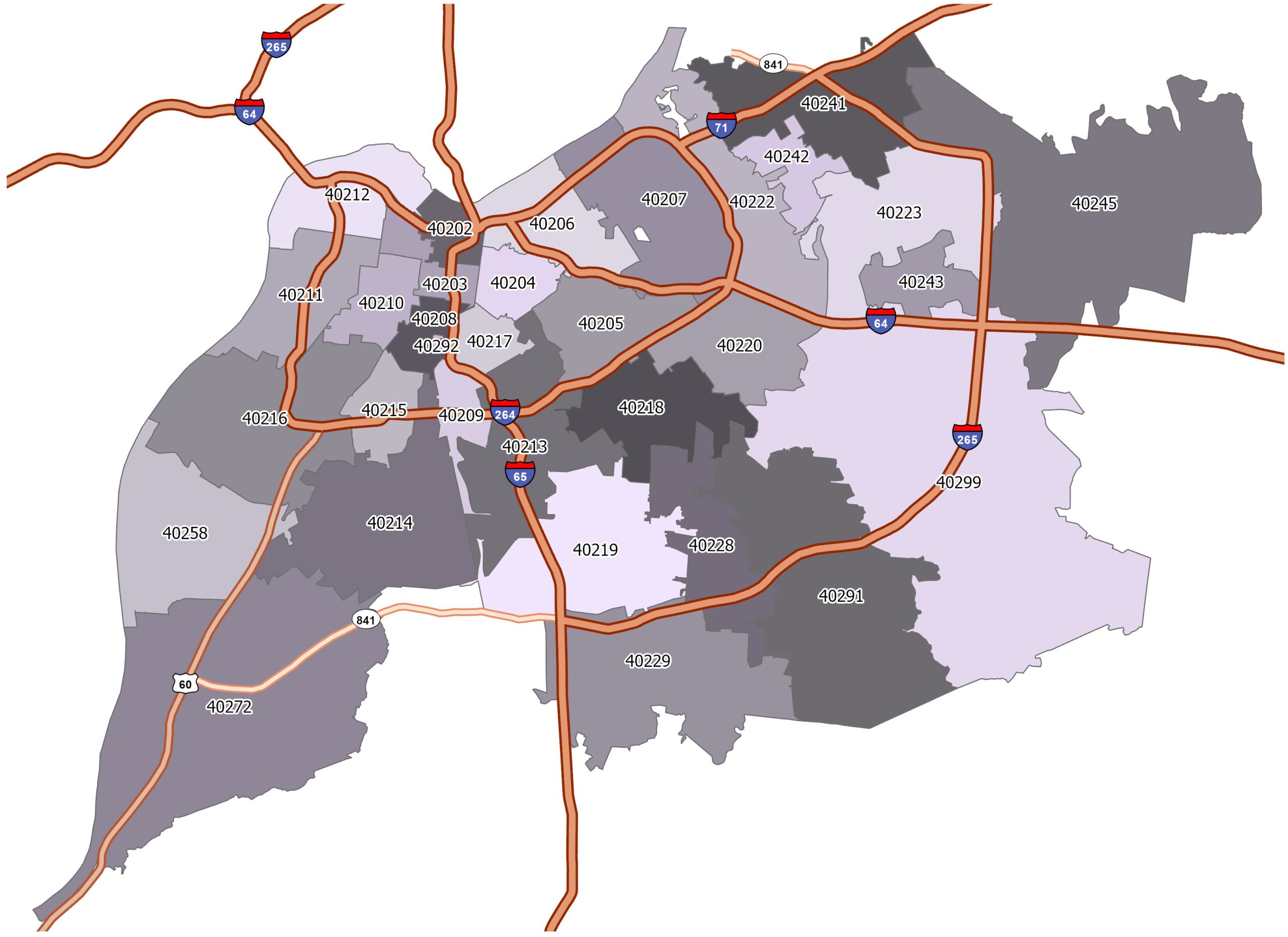 Louisville Zip Code Map - GIS Geography
