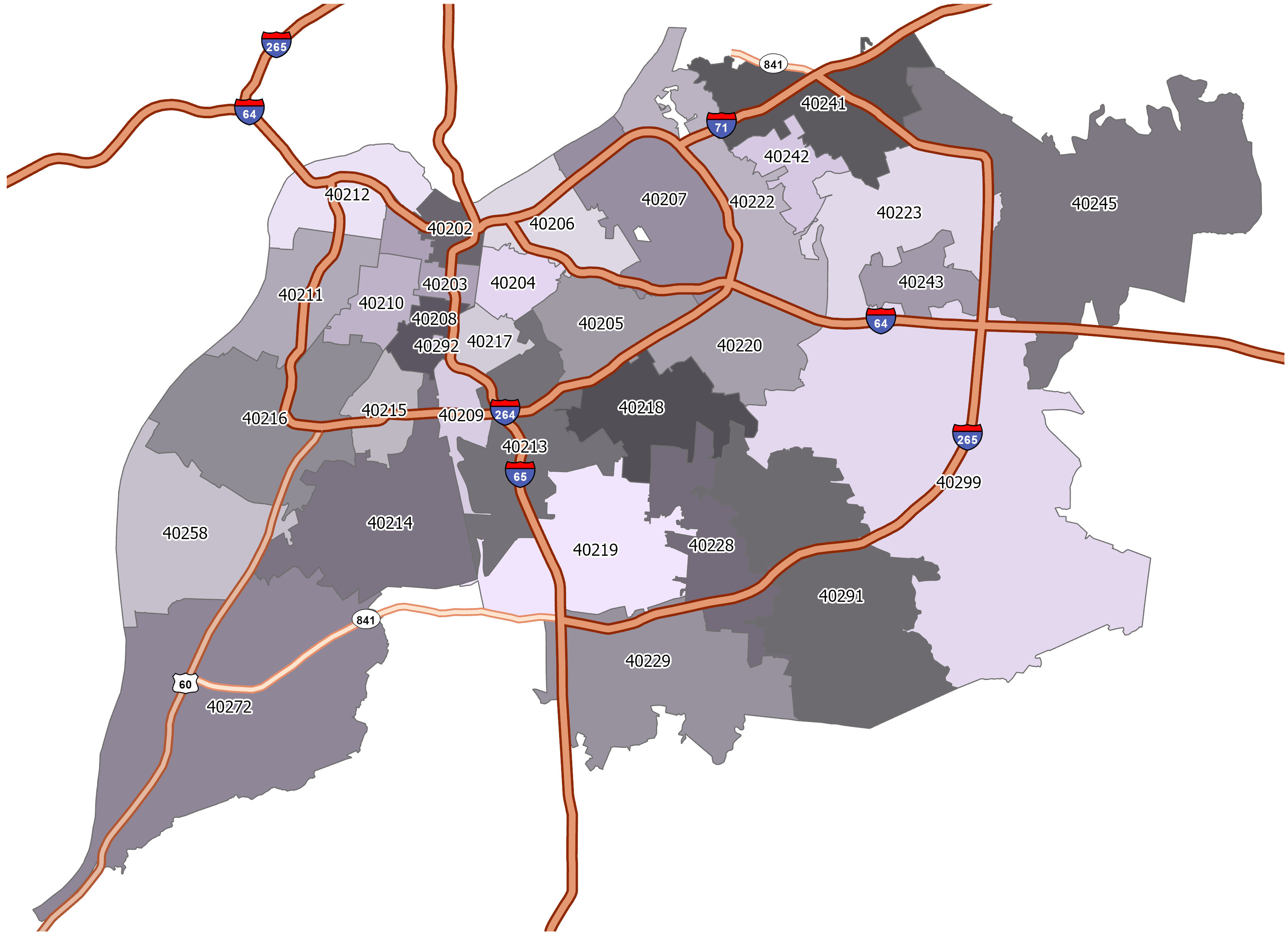 Louisville Zip Code Map GIS Geography