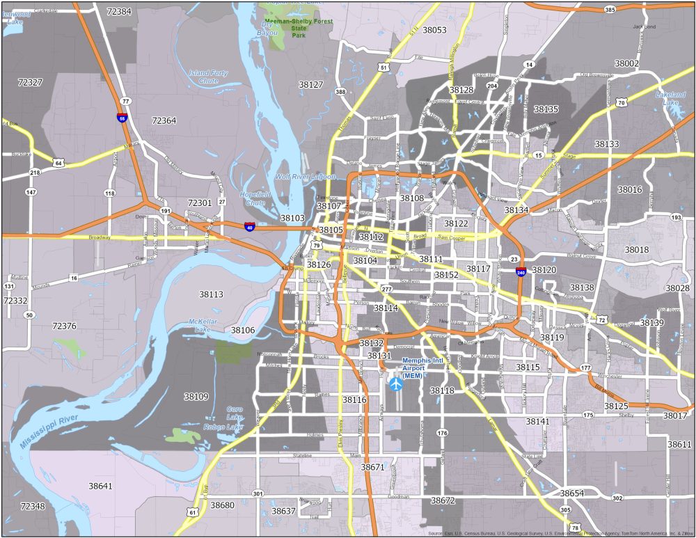 Memphis Zip Code Map