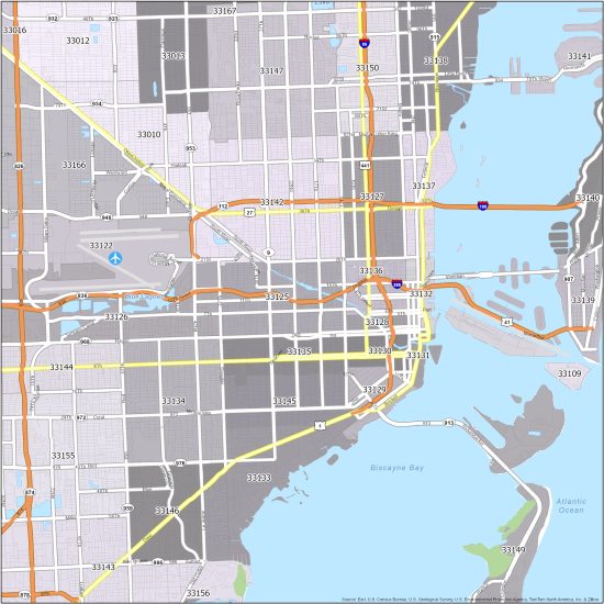 Miami Zip Code Map - GIS Geography