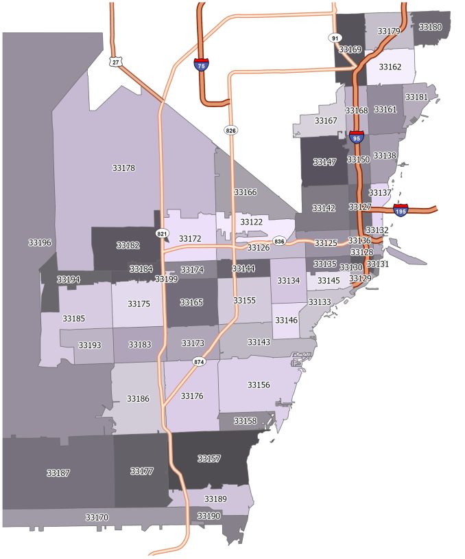 Miami Zip Code Map GIS Geography