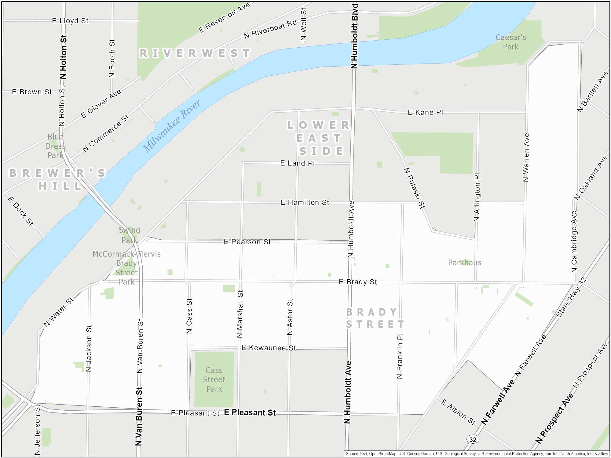 Milwaukee Brady Street Map