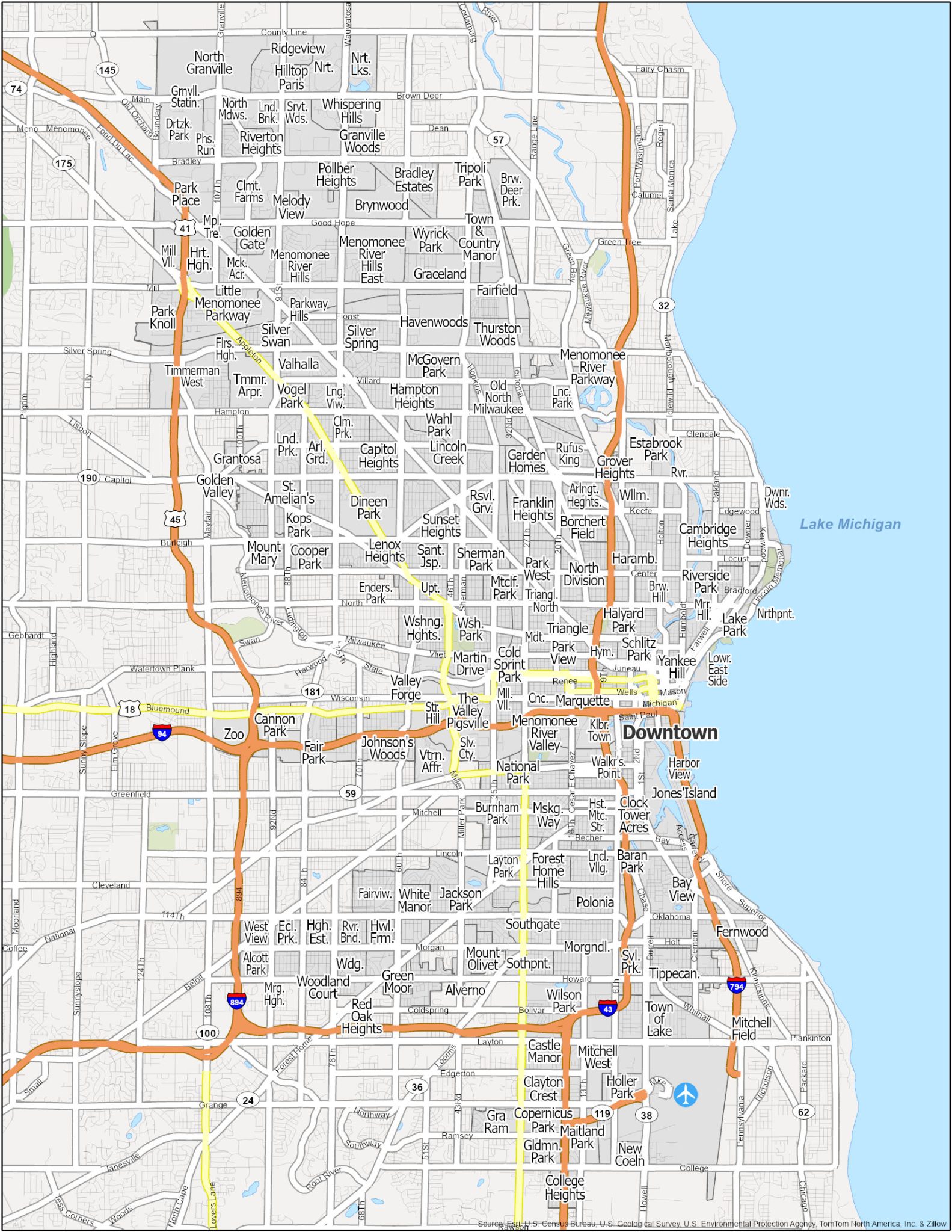 Milwaukee Neighborhood Map Gis Geography 5179