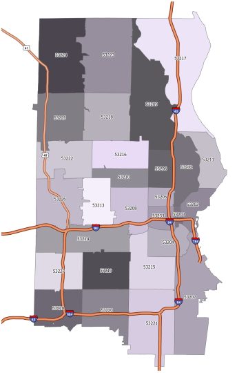 Milwaukee Zip Code Map - GIS Geography