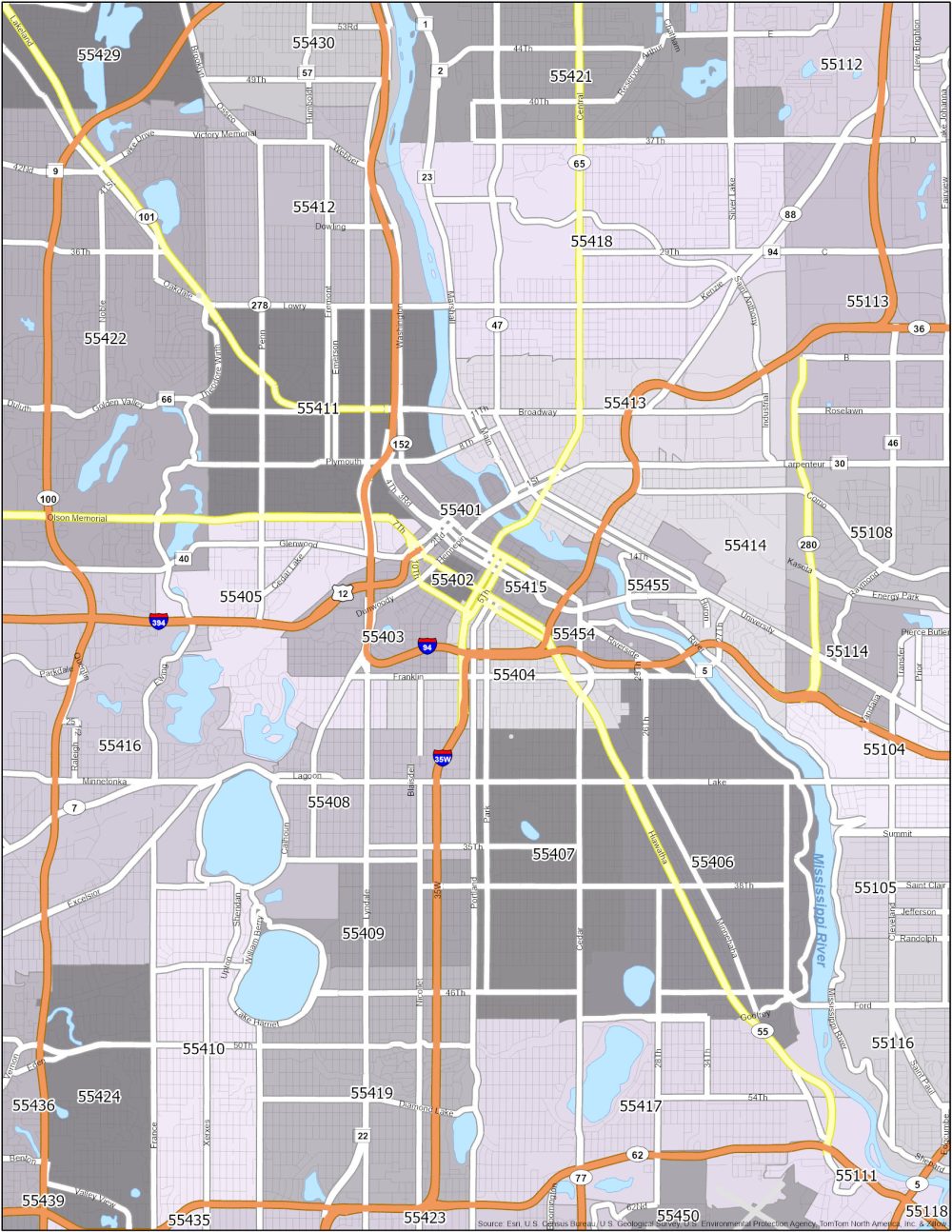 Minneapolis Zip Code Map