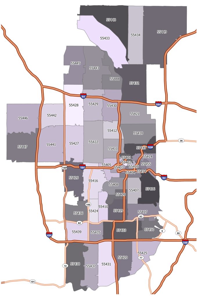 Minneapolis Zip Code Map GIS Geography