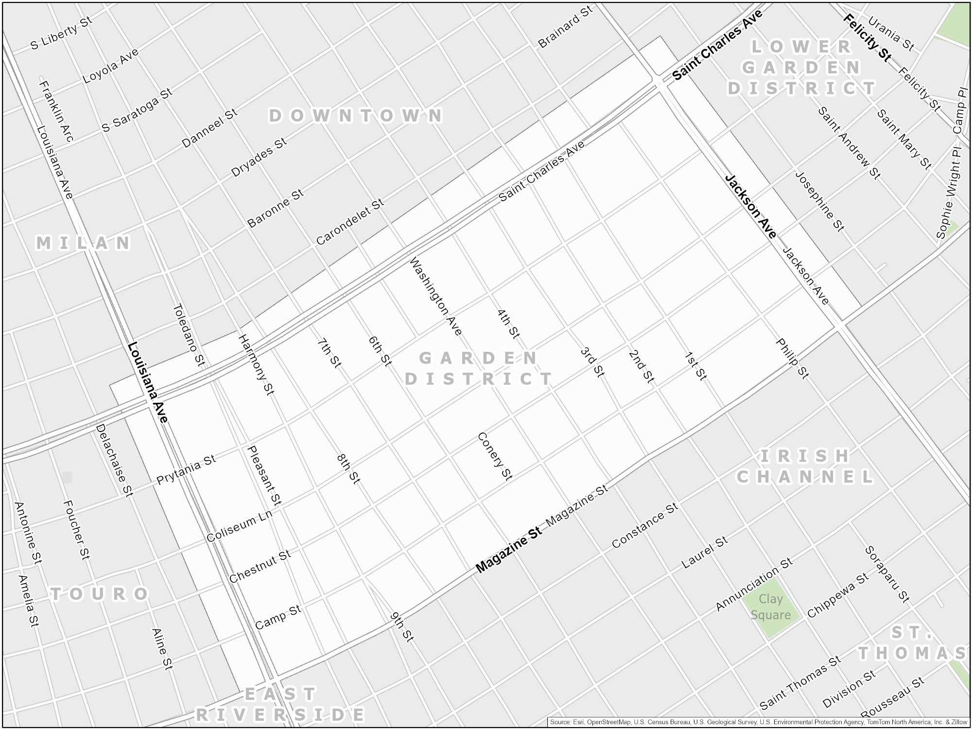 New Orleans Garden District Map