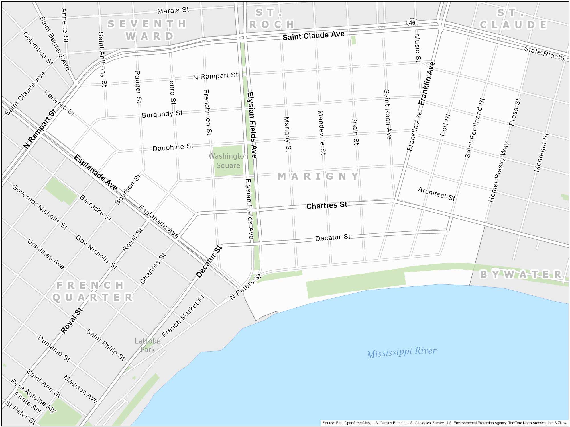 New Orleans Marigny Map