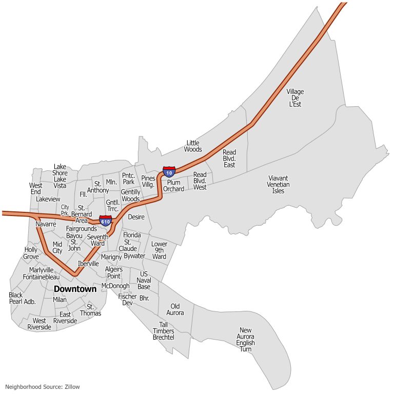 New Orleans Neighborhood Map