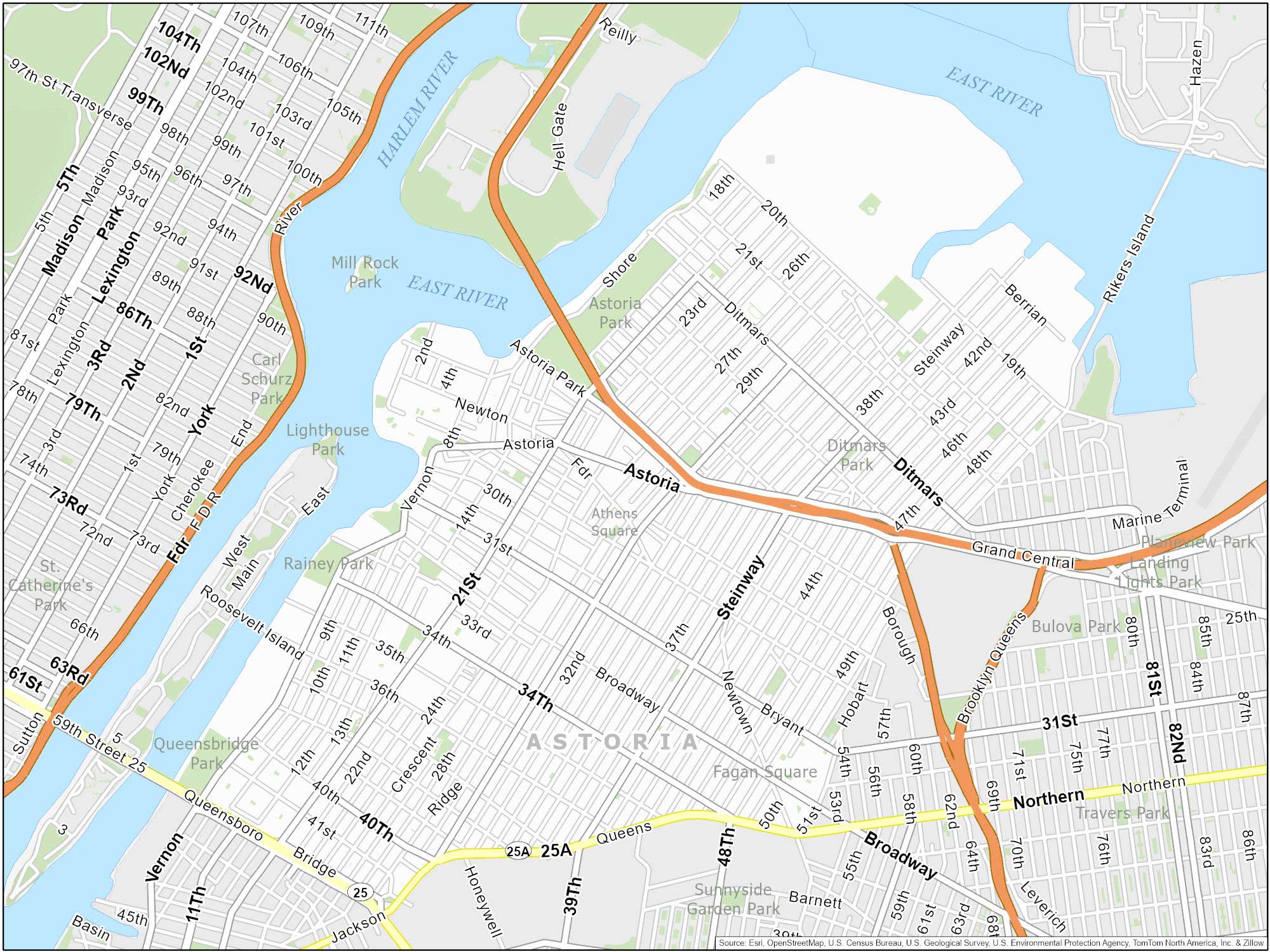 New York City Astoria Map