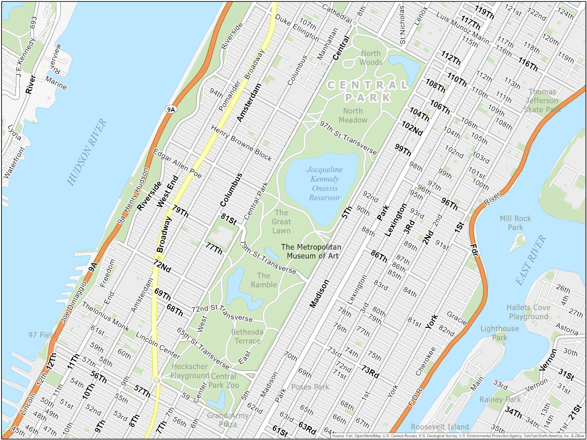 New York City Central Park Map