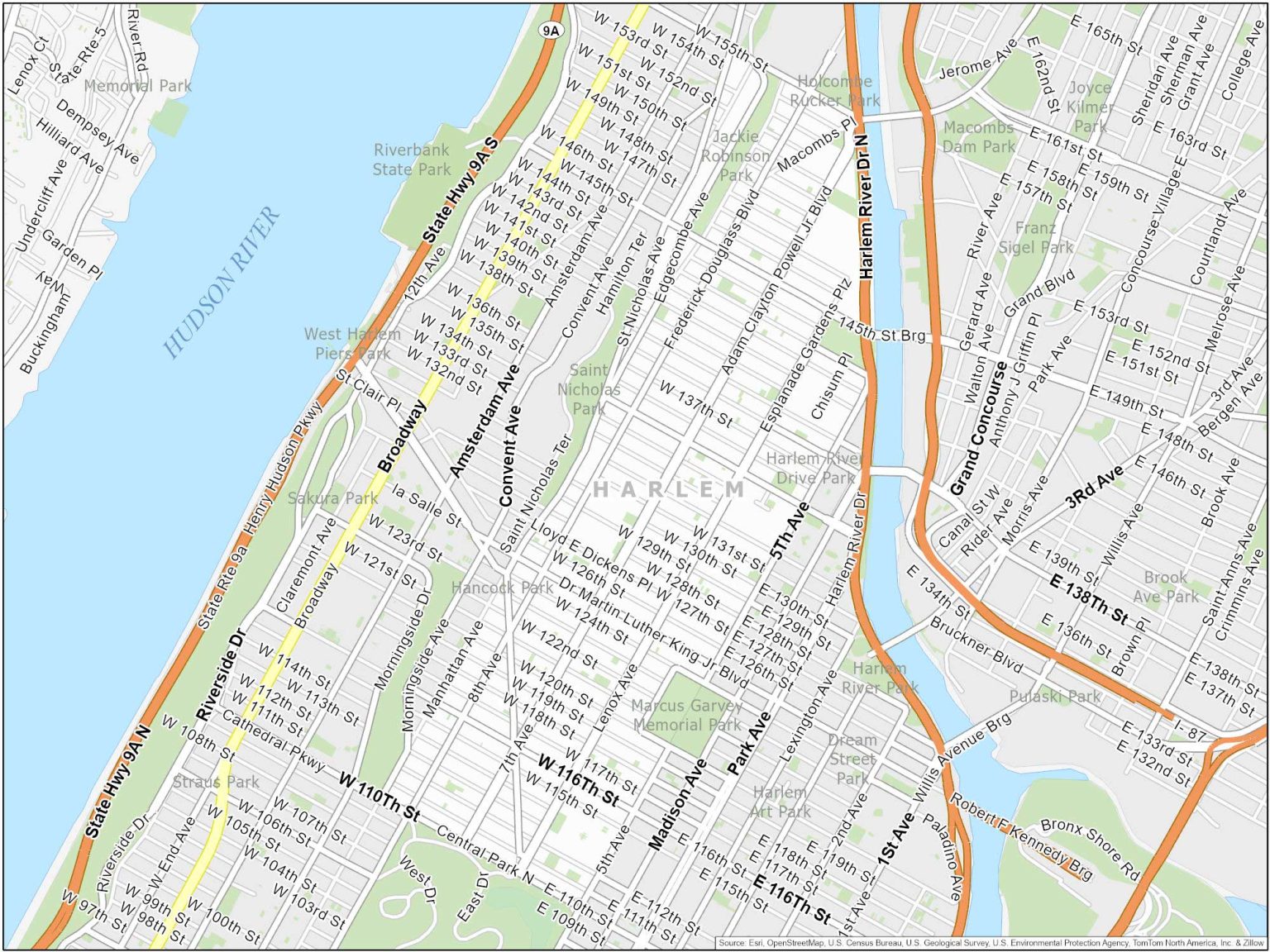 New York City Harlem Map