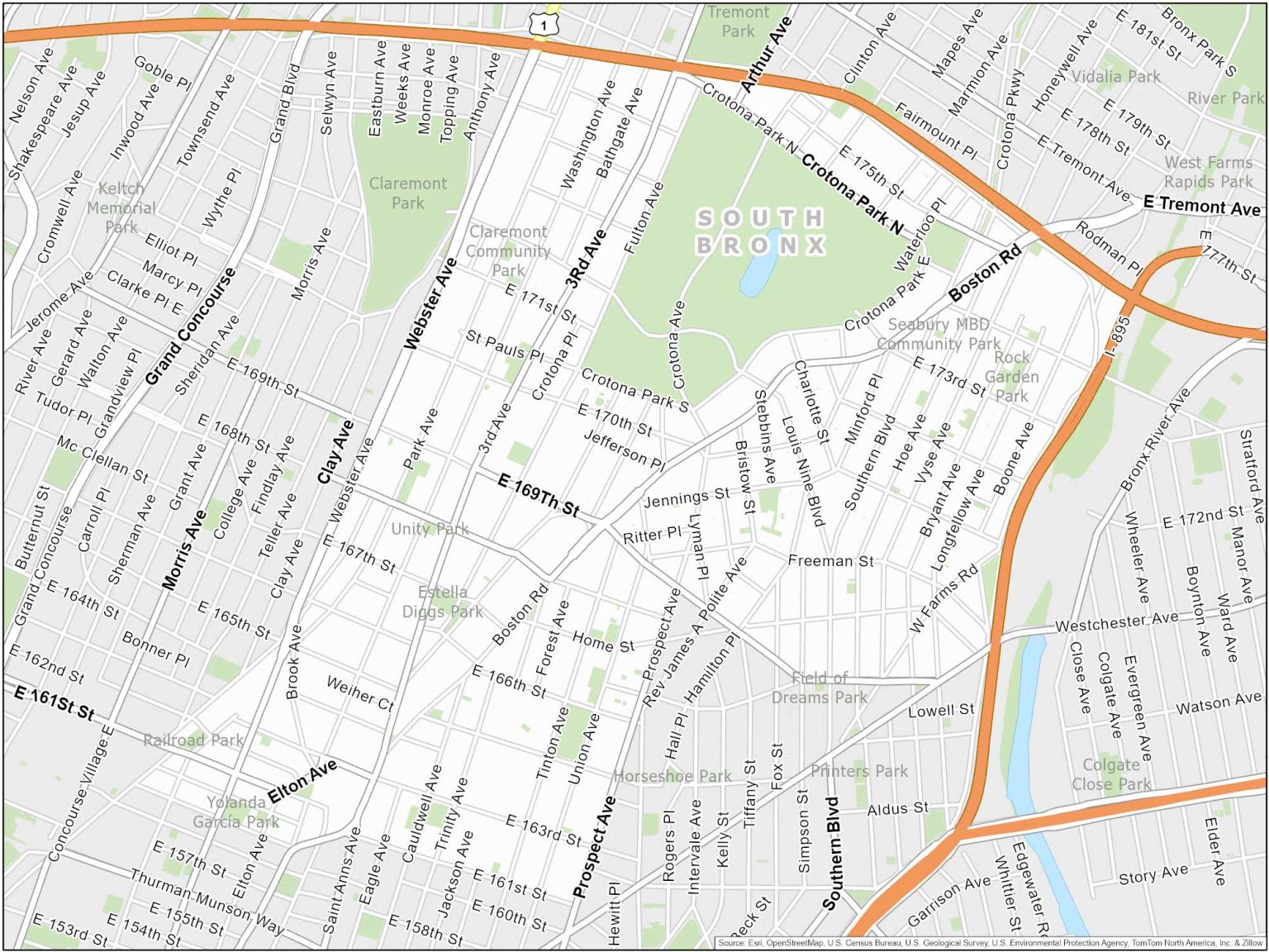 New York City South Bronx Map