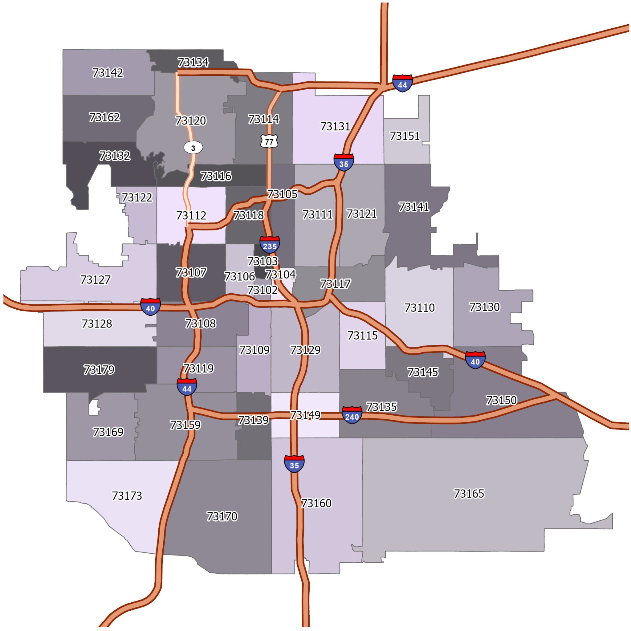 Oklahoma City Zip Code Map 2048x2048 