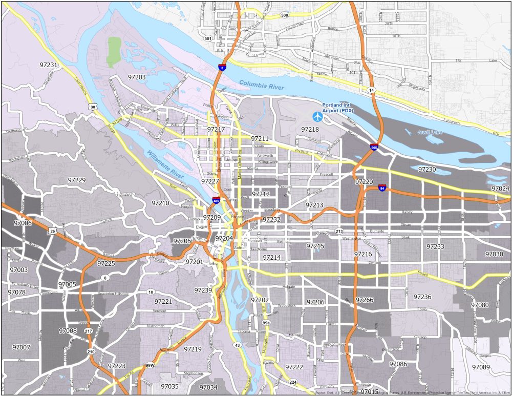 Portland Zip Code Map GIS Geography