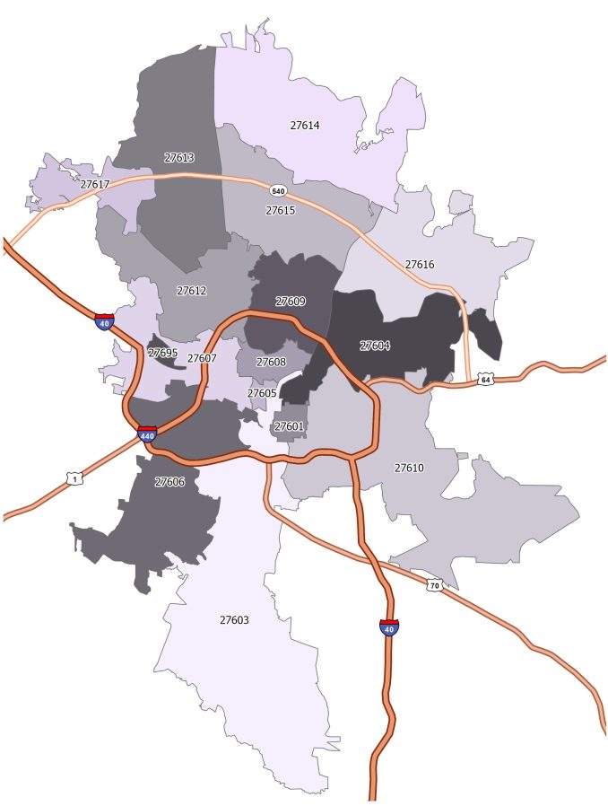 Raleigh Zip Code Map - GIS Geography