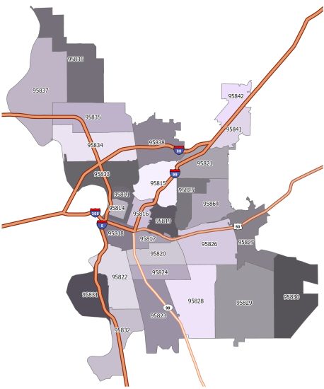 Sacramento Zip Code Map - GIS Geography