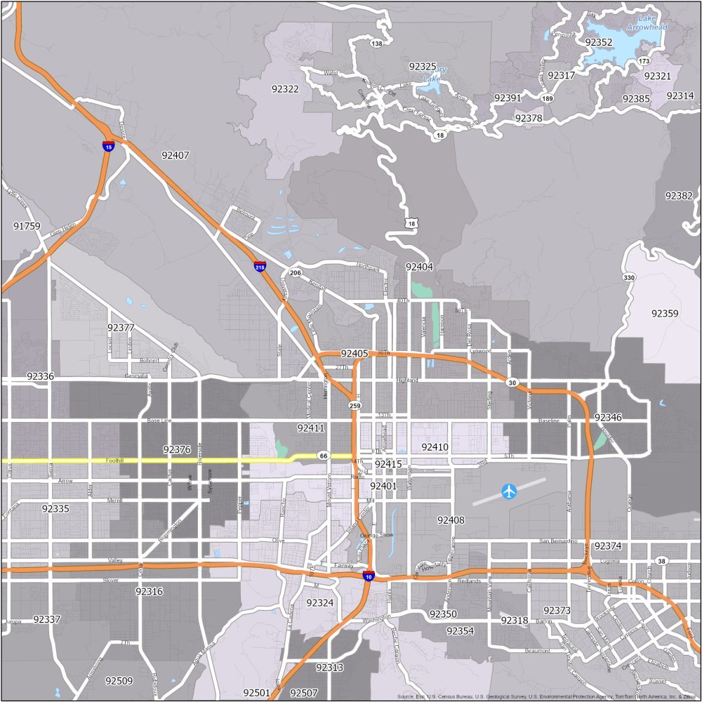 San Bernardino Zip Code Map