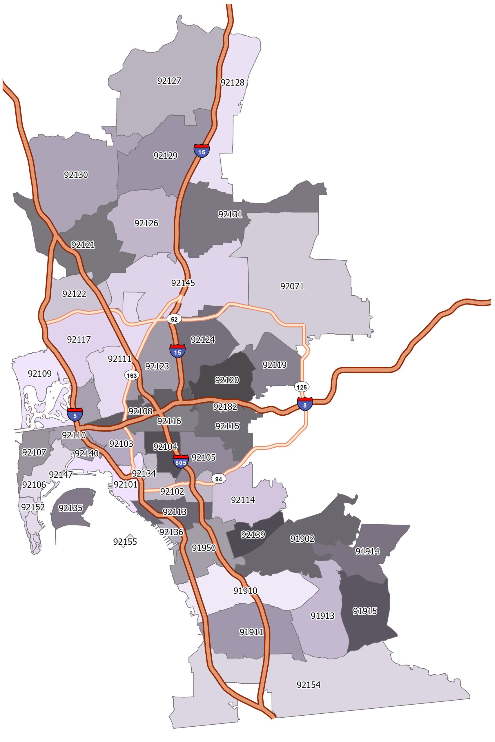 San Diego Zip Code Map - GIS Geography