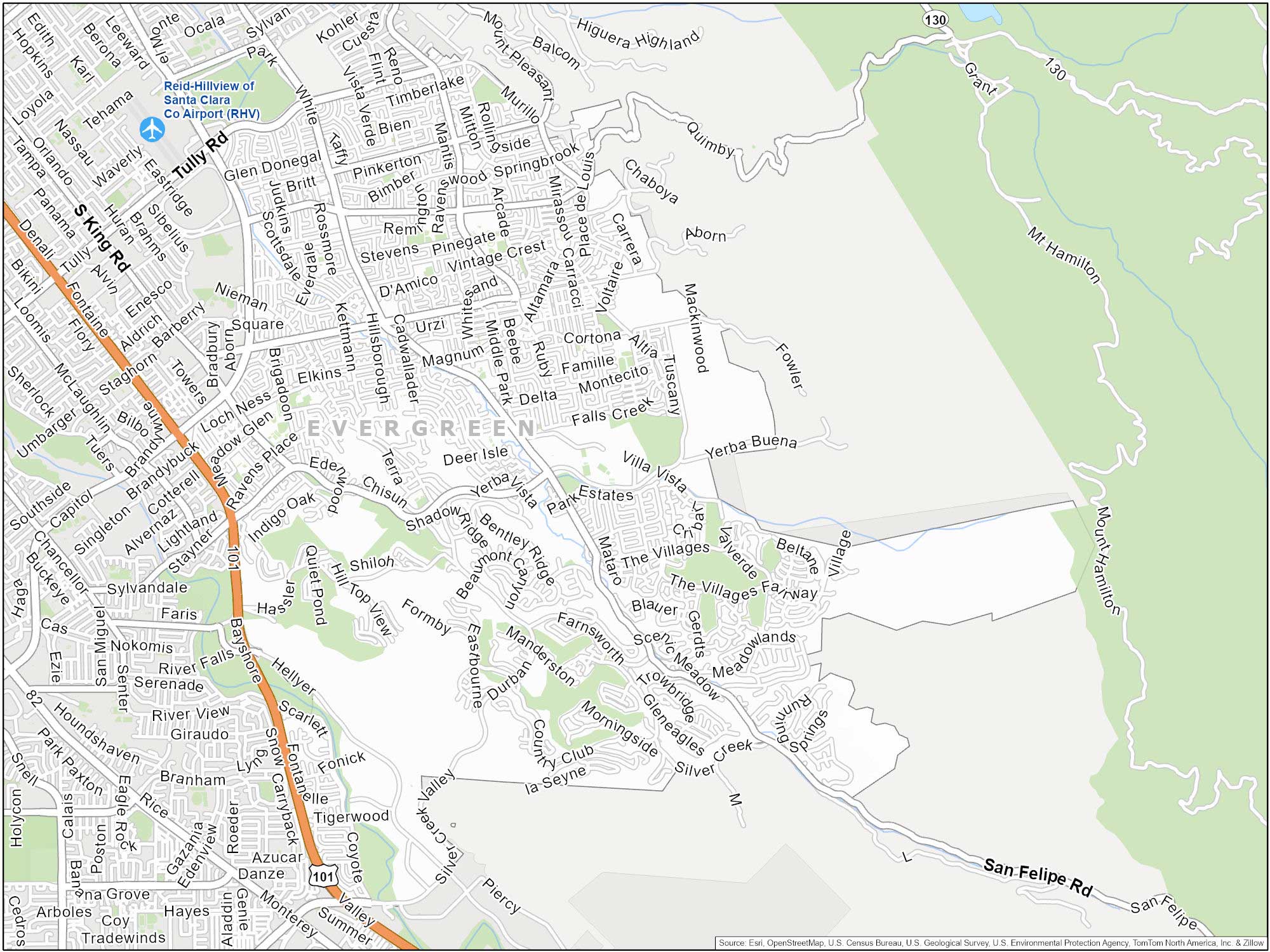San Jose Evergreen Map
