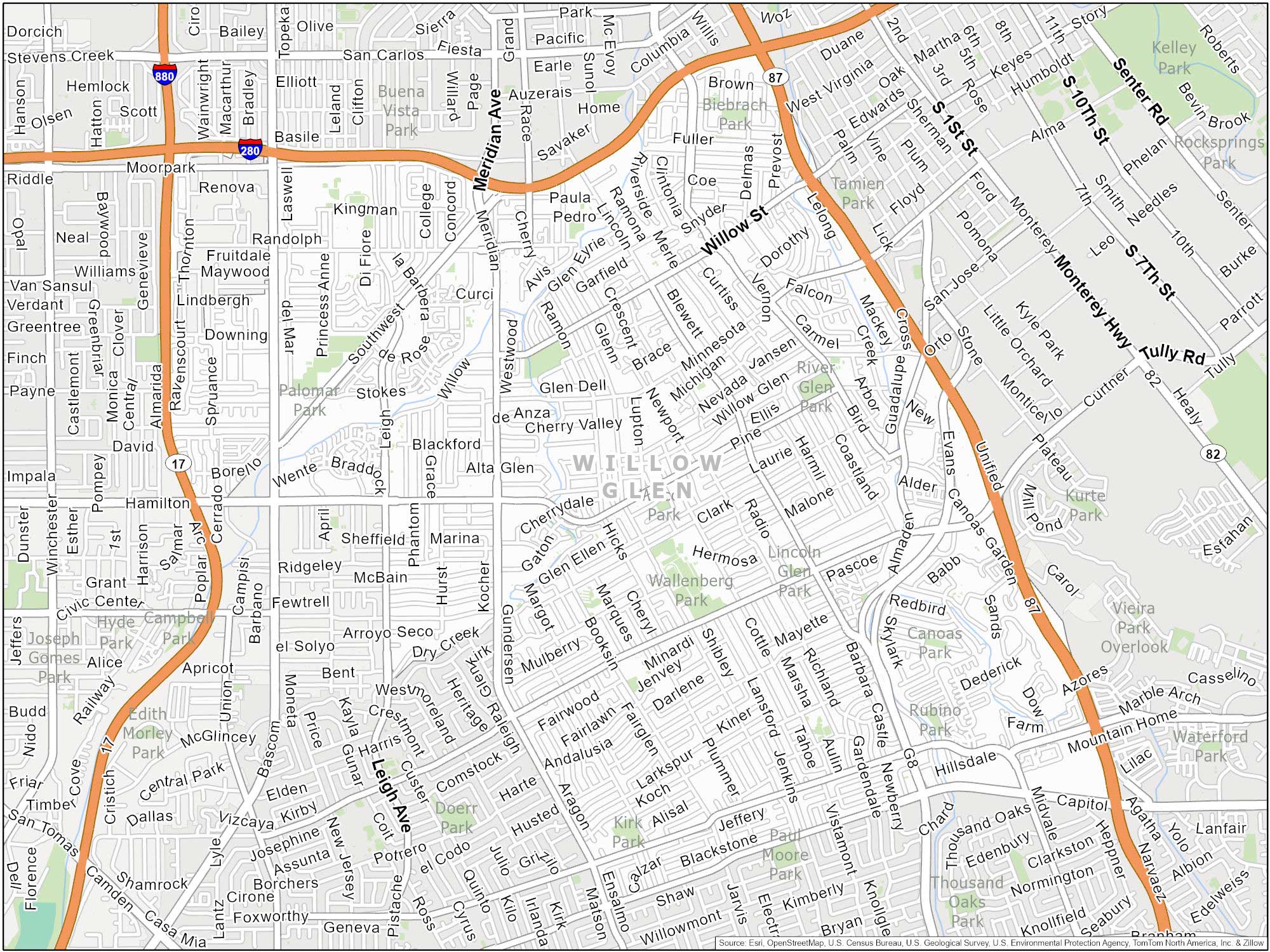 San Jose Willow Glen Map