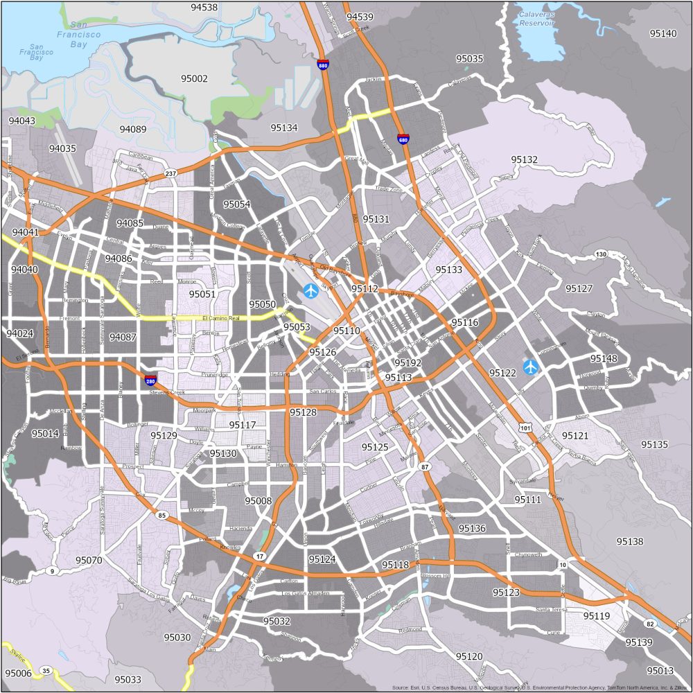 San Jose Zip Code Map