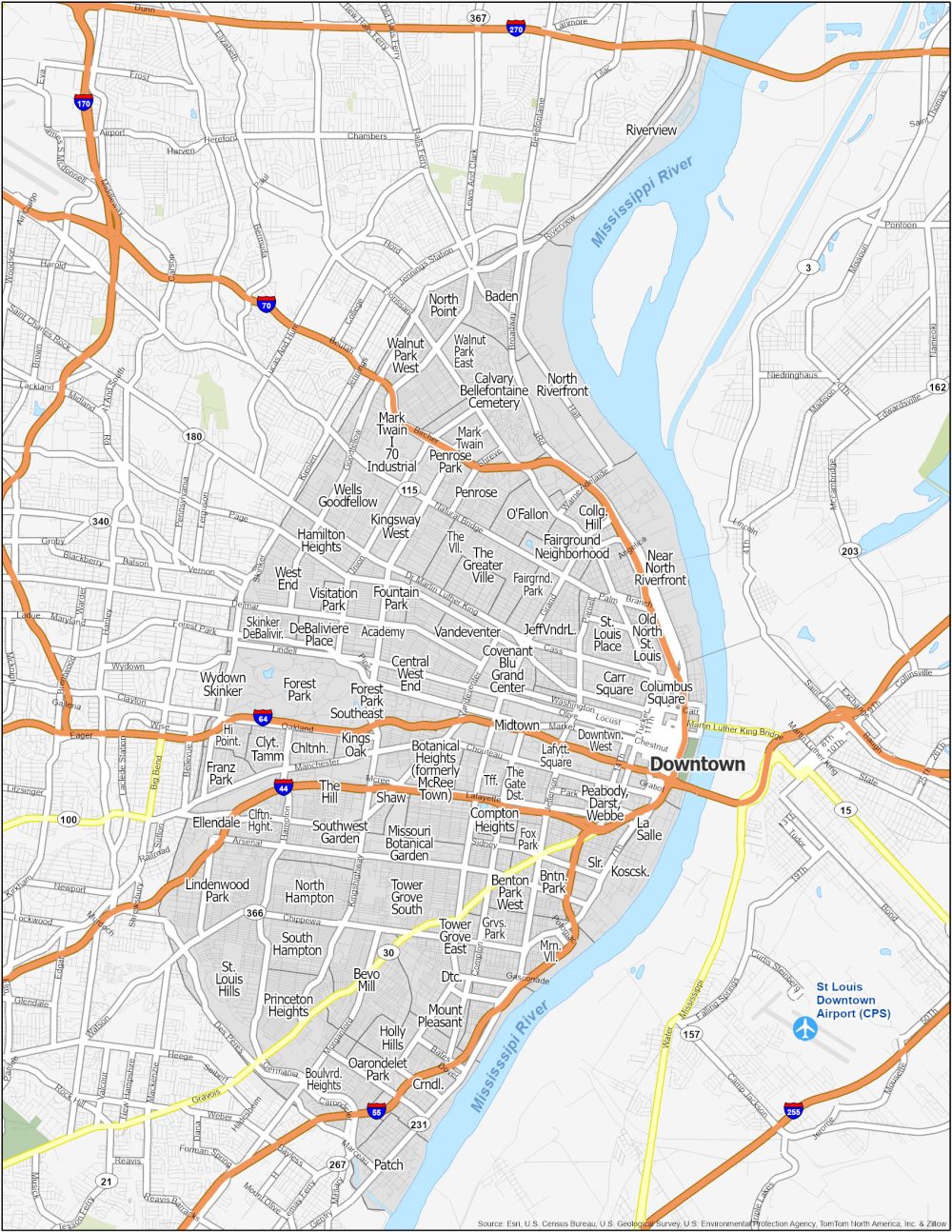 St Louis Neighborhood Map