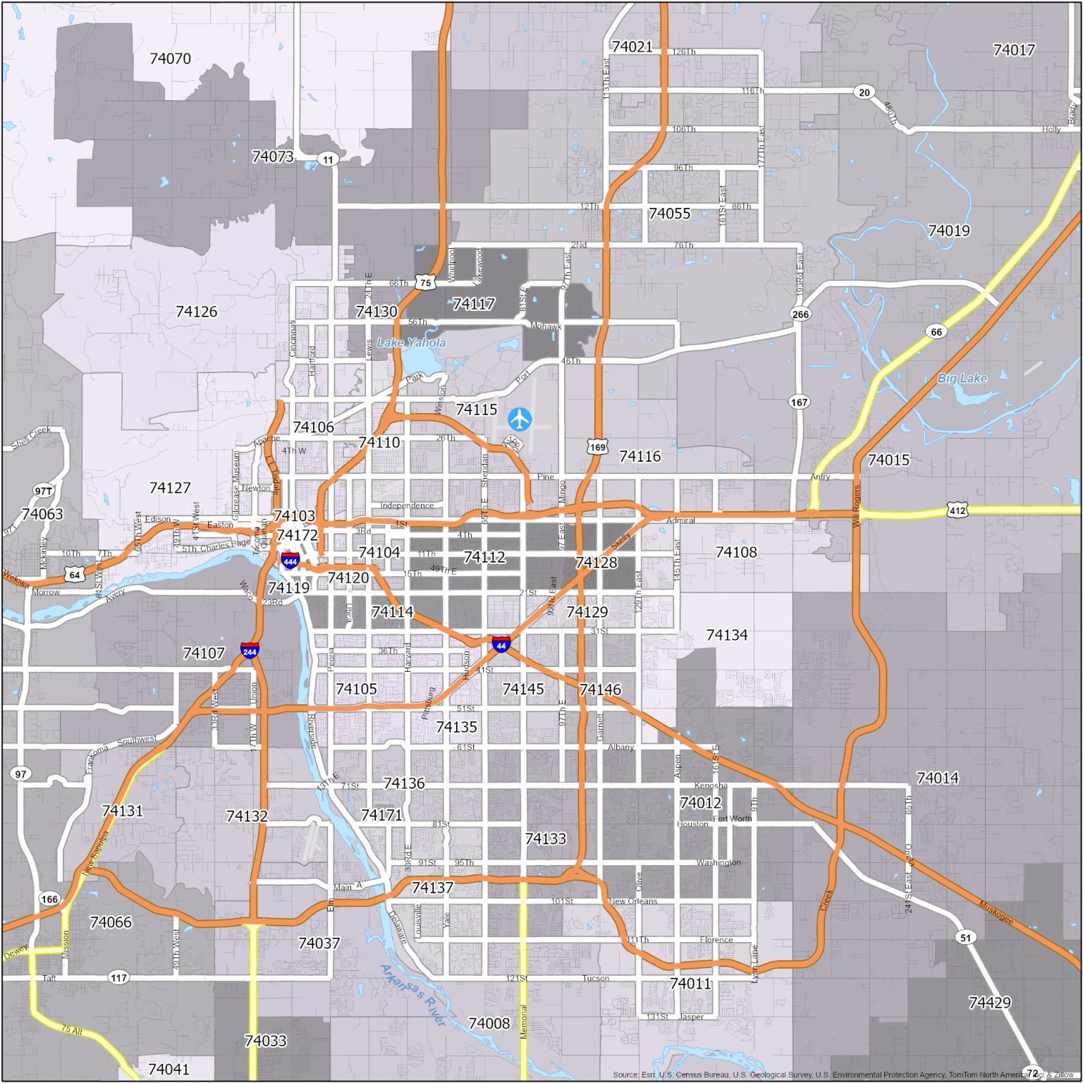 Tulsa Zip Code Map - GIS Geography