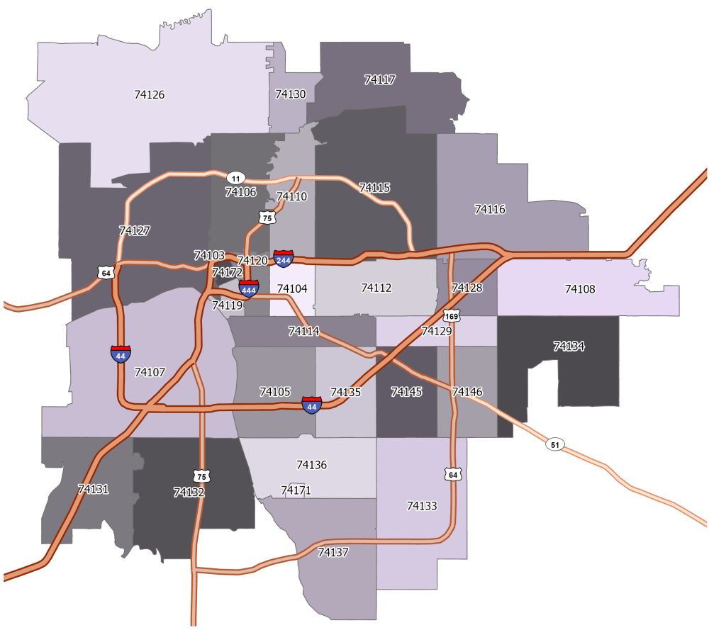 Tulsa Zip Code Map GIS Geography