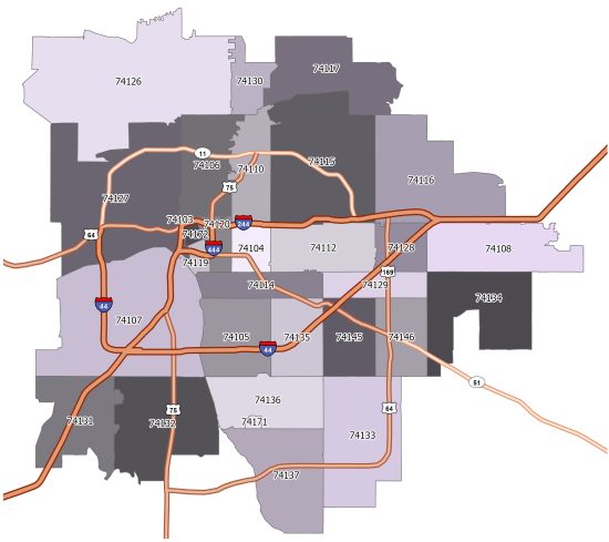 Tulsa Zip Code Map - GIS Geography