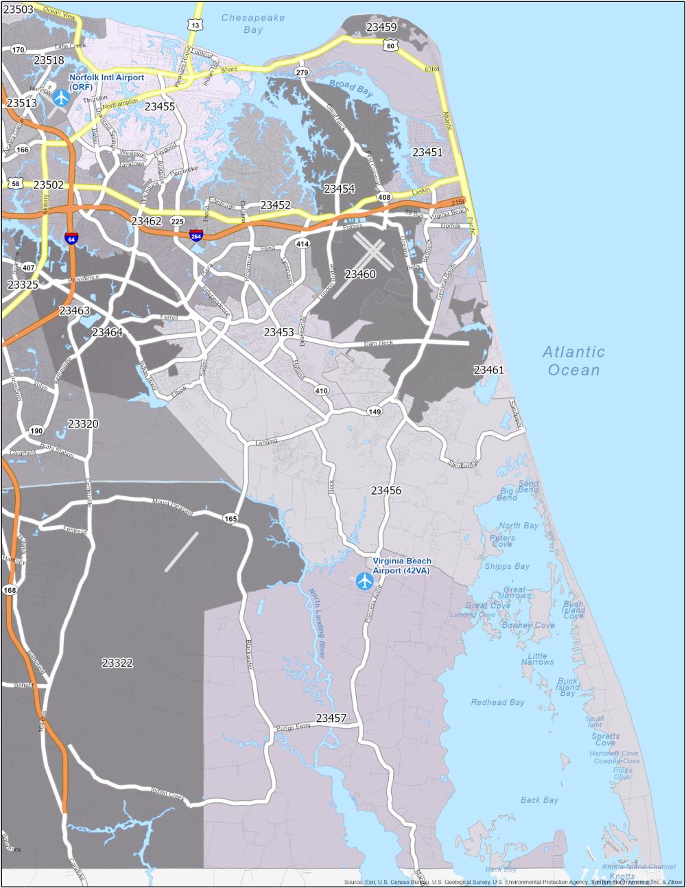 Virginia Beach Zip Code Map GIS Geography