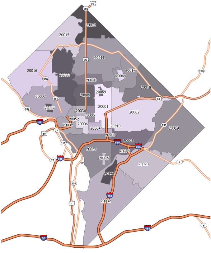 Washington DC Zip Code Map GIS Geography