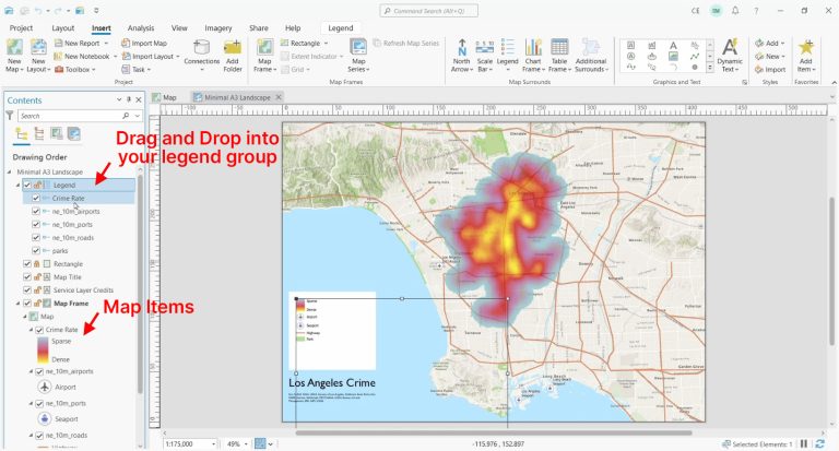 Adding Items Legends ArcGIS Pro