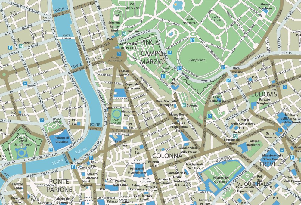 maps of rome showing attractions