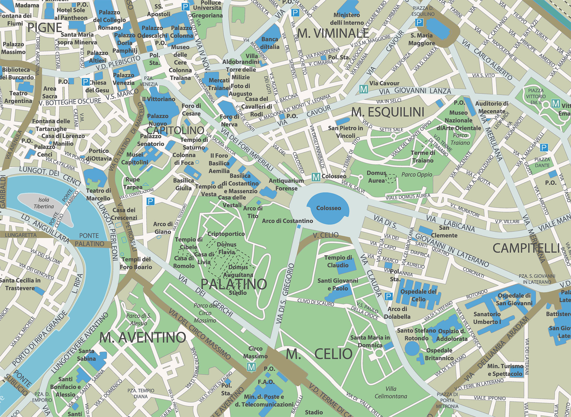 Rome Tourist Map Top 10 Rome Attractions GIS Geography