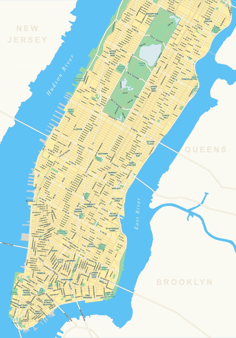 Manhattan Map – Roads and Parks