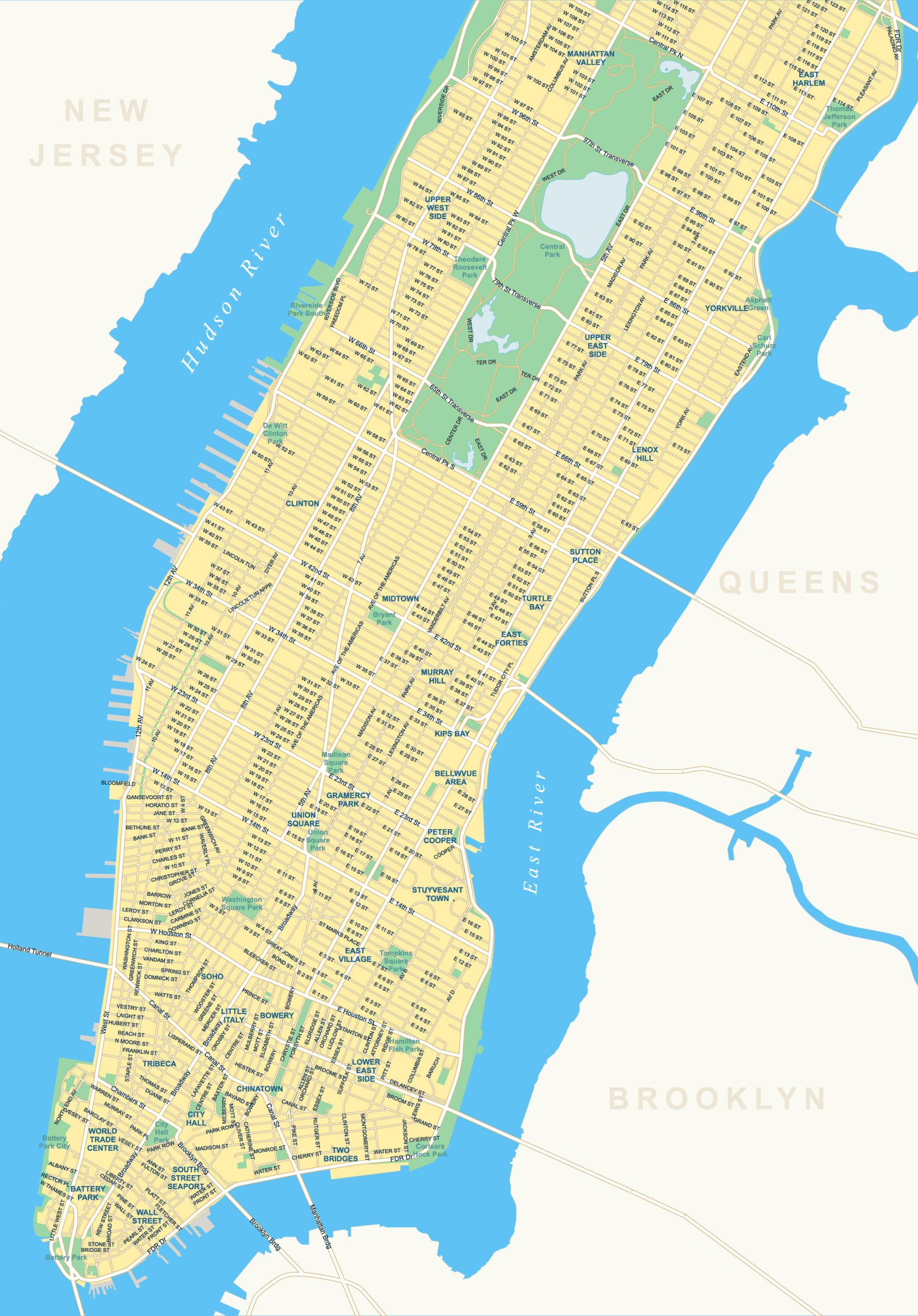 Manhattan Map Roads And Parks GIS Geography