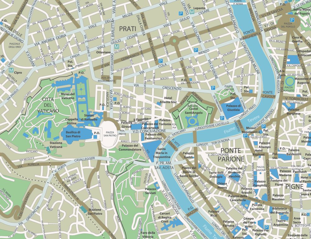 maps of rome showing attractions