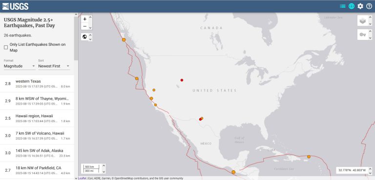 USGS Earthquake Map