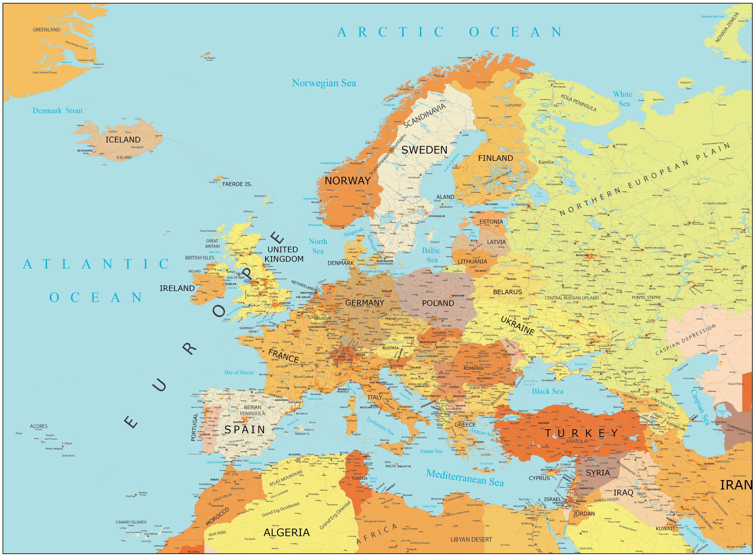 Map Of Europe High Resolution - Lynda Ronalda